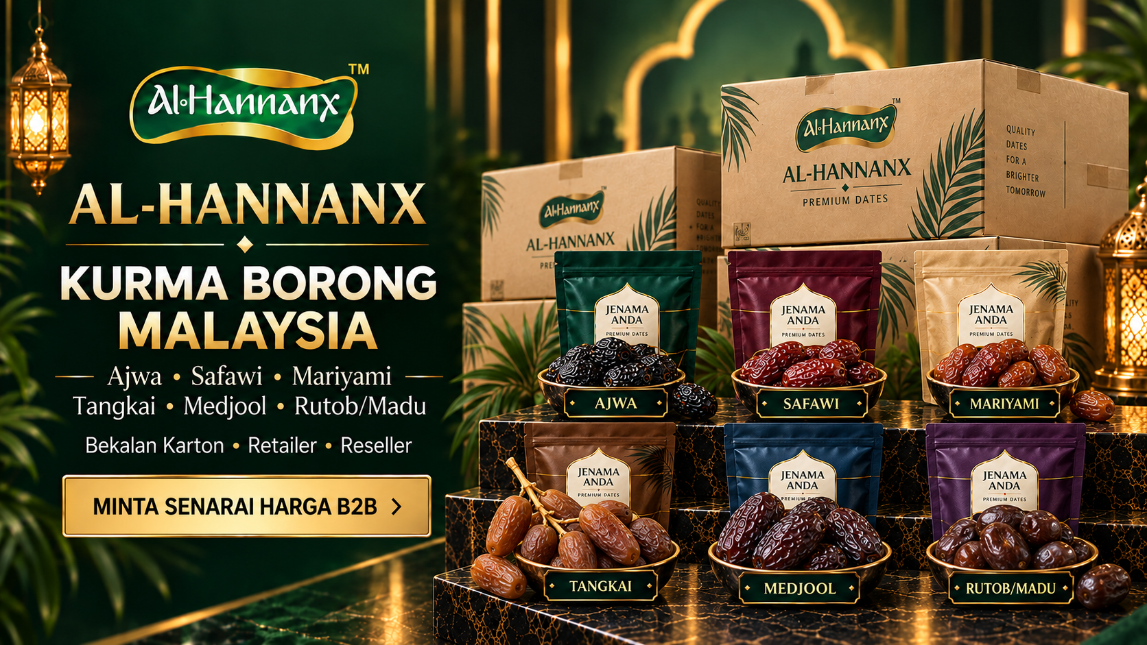 Kurma-Borong-Malaysia-AlHannanX-Ajwa-Safawi-Mariyami-Tangkai-Medjool-dan-Rutob-Madu