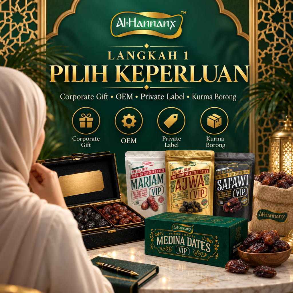 Pilih Corporate Gift, OEM, Private Label atau Kurma Borong AlHannanX